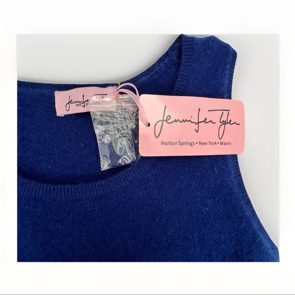 Jennifer Tyler 100% Cashmere Knit Tank Top Women’s XS Couture Navy Blue NWT - Picture 12 of 14